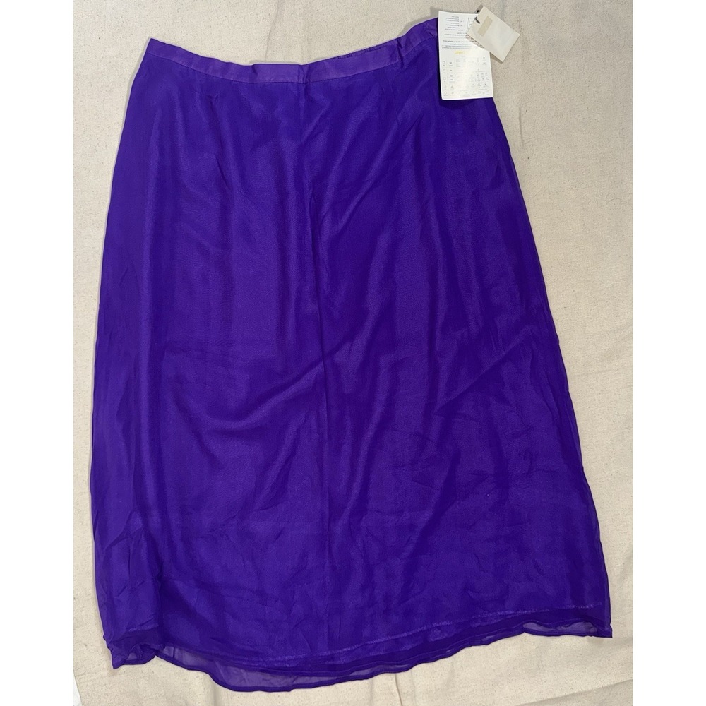 Vintage NWT Linea by Louis Dell'Olio Women's‎ Sz 2X Purple Lined Silk Skirt QVC